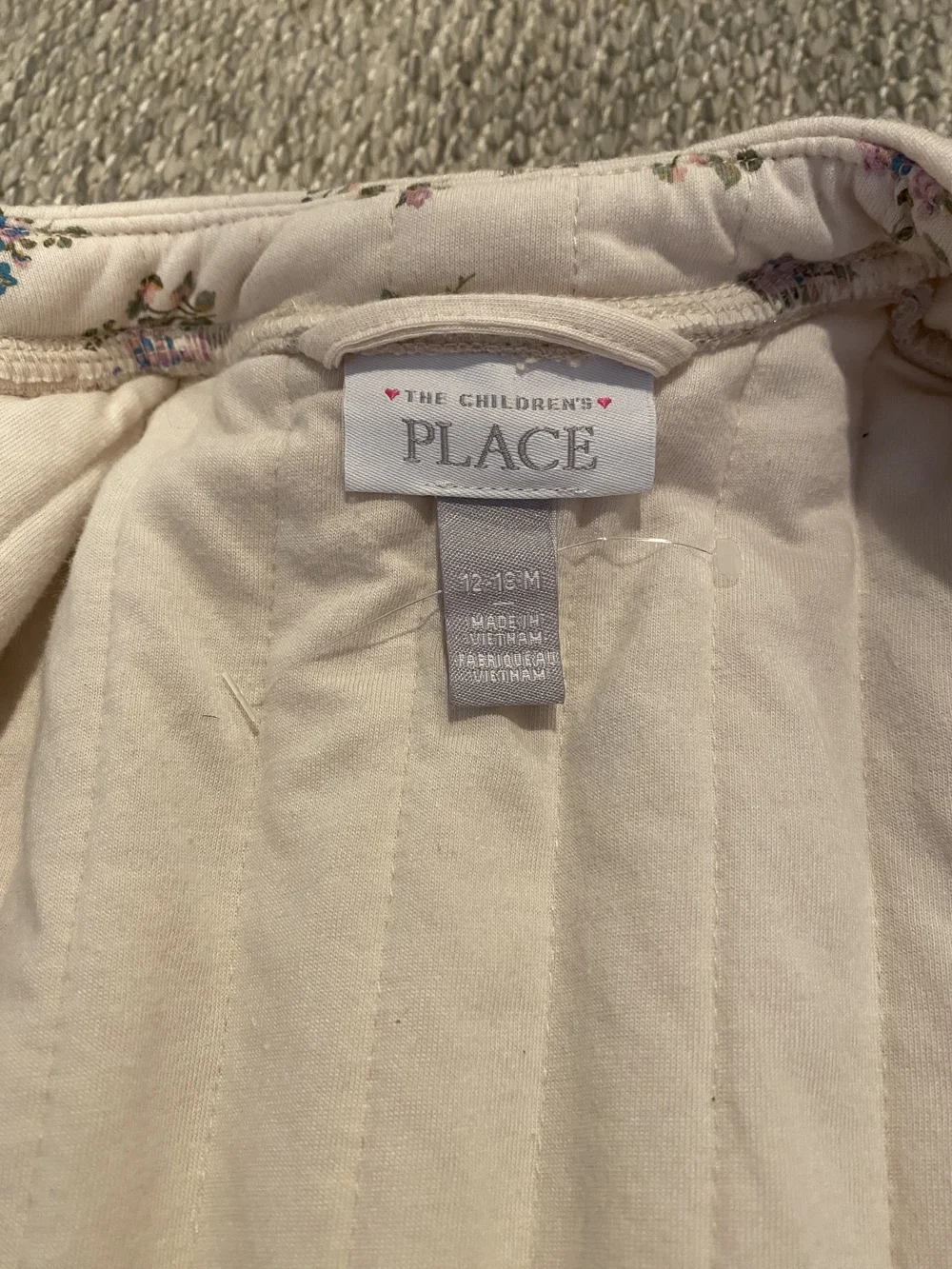The Children's Place Floral Quilted Jacket Cream with Pink & Blue Flowers